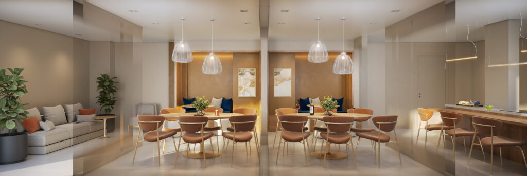 Perspectiva ilustrada do Espaço Gourmet