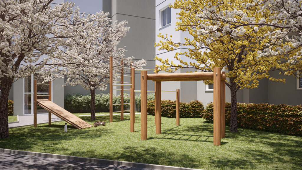 Perspectiva ilustrada do Fitness ao ar livre