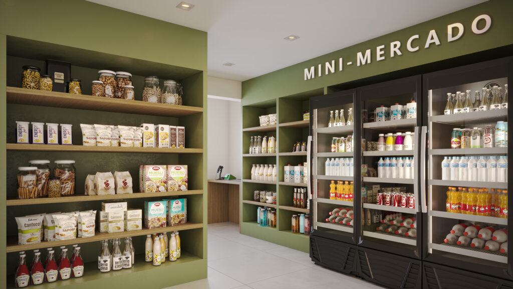 Perspectiva ilustrada do Mini Mercado