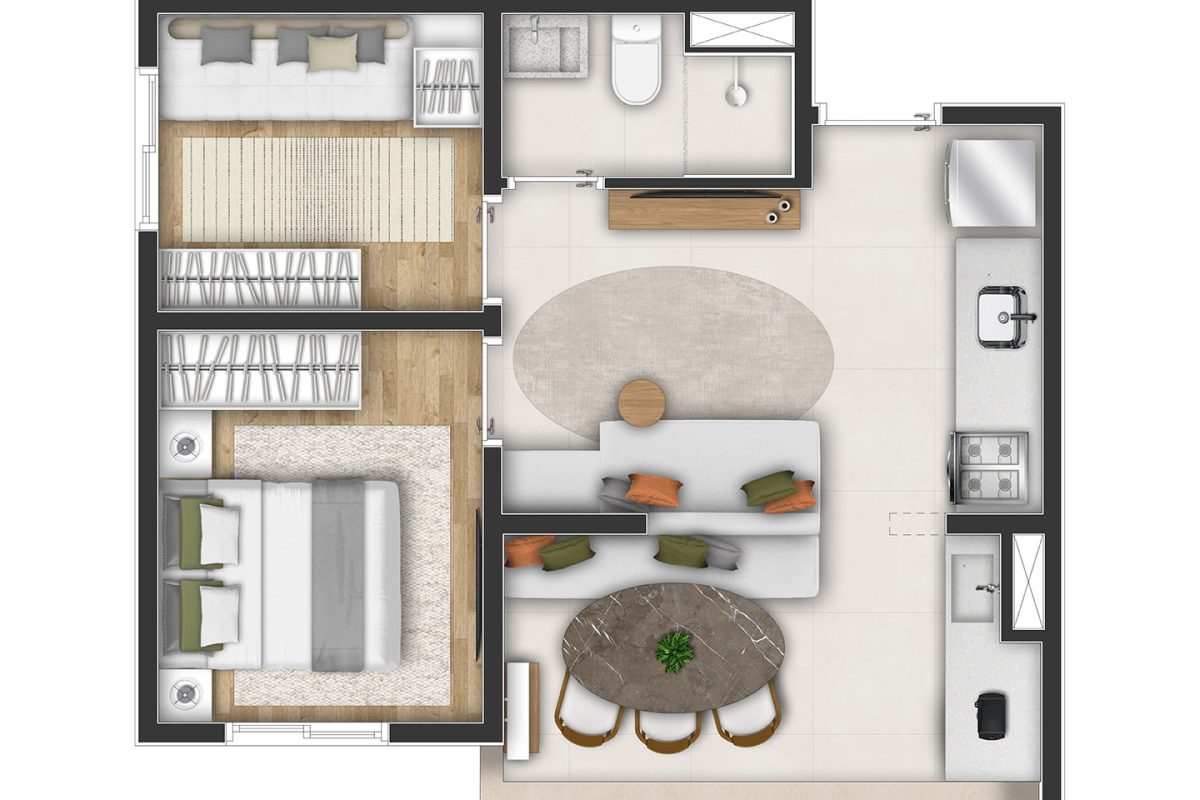 Planta Max (decorado) - 37m² priv.