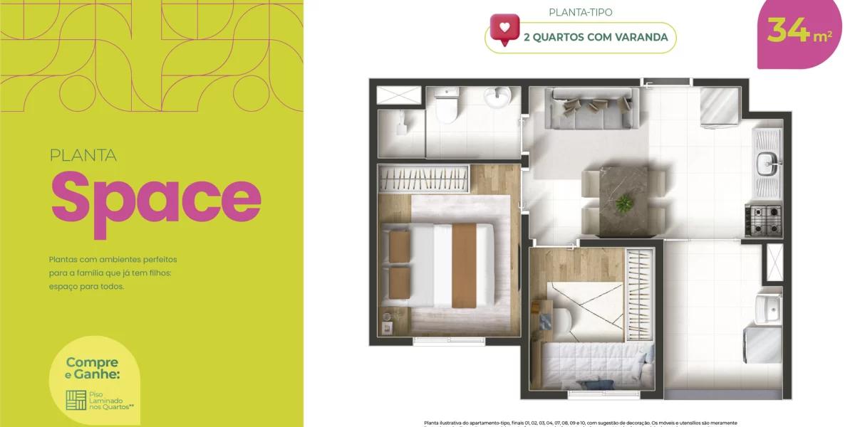 Planta Space de 34 m²