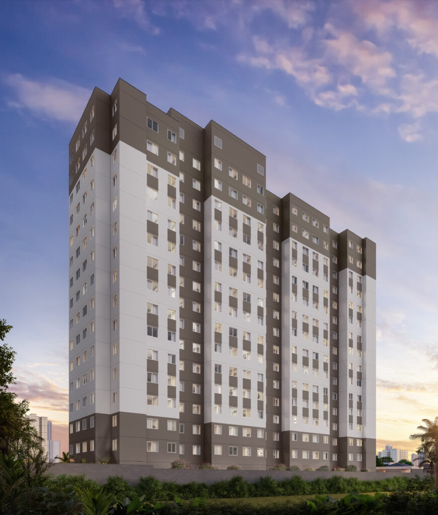 Empreendimento residencial Minha Casa Minha Vida em São Paulo da Novvo, com fachada moderna e localização privilegiada.