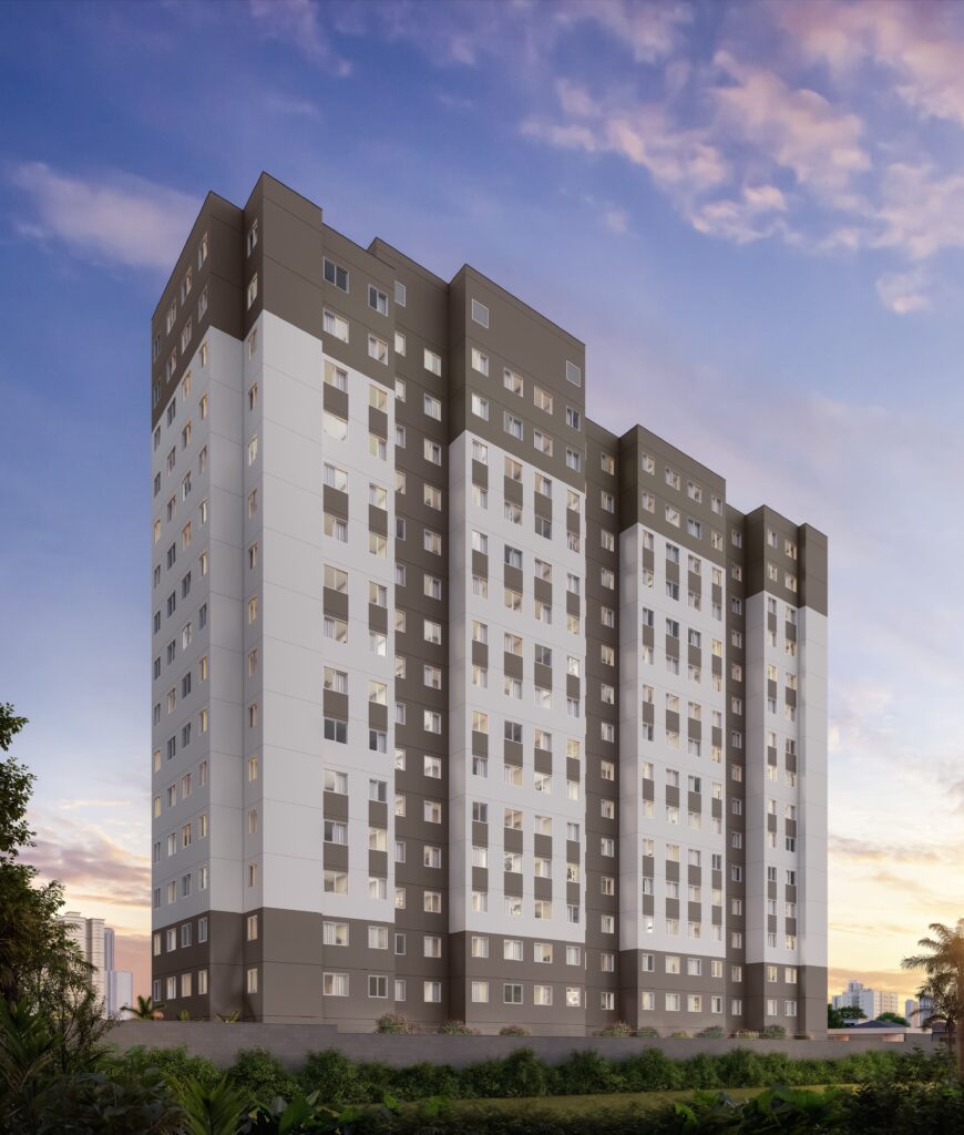 Empreendimento residencial Minha Casa Minha Vida em São Paulo da Novvo, com fachada moderna e localização privilegiada.